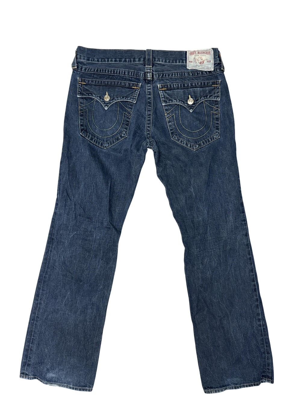 True Religion Ricky Straight Jeans Mens 36x33 Blue Denim Made USA vintage